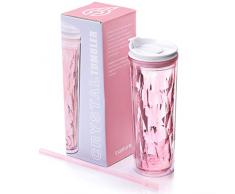 Cupture Crystal Click & Seal Shake Trinkbecher für heiße oder kalte Getränke, 625 ml, Rosa