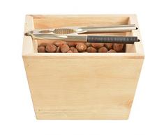 Esschert Design Holzschale mit Nussknacker aus Birkenholz und verzinktem Metall,17,5 x 17,5 x 11,2 cm