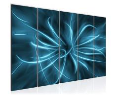 Bilder Abstrakt Wandbild 150 x 60 cm Vlies - Leinwand Bild XXL Format Wandbilder Wohnzimmer Wohnung Deko Kunstdrucke Blau 5 Teilig - MADE IN GERMANY - Fertig zum Aufhängen 100056b