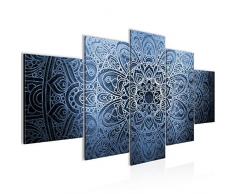Bilder Mandala Abstrakt Wandbild Vlies - Leinwand Bild XXL Format Wandbilder Wohnzimmer Wohnung Deko Kunstdrucke Blau 5 Teilig - MADE IN GERMANY - Fertig zum Aufhängen 101253b