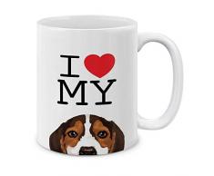 MUGBREW I Heart My American Pit Bull Puppy Hund weiß Keramik Kaffee Becher Tee Tasse, 11 oz I Love My Beagle Puppy Dog