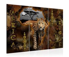 Bilder Afrika Wandbild 120 x 80 cm Vlies - Leinwand Bild XXL Format Wandbilder Wohnzimmer Wohnung Deko Kunstdrucke Braun 3 Teilig - MADE IN GERMANY - Fertig zum Aufhängen 022631a
