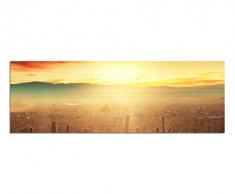 Panoramabild auf Leinwand und Keilrahmen 150x50cm Saguaro Nationalpark Kakteen Sonnenuntergang