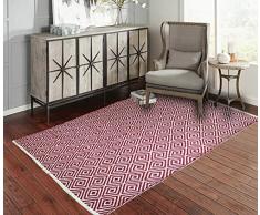 Fernish Décor Teppich, 100% Baumwolle, gewebt, Rautenmuster 3x5 feet rot