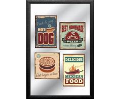 empireposter - American Legends - Fast Food - GröÃe (cm), ca. 20x30 - Bedruckter Spiegel, NEU - Beschreibung: - Bedruckter Wandspiegel mit schwarzem Kunststoffrahmen in Holzoptik -