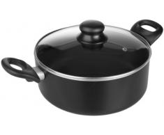 IBILI Kasserolle Inducta mit Deckel 16 cm, Aluminium, schwarz/transparent, 2-Einheiten