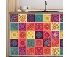 Walplus wt1009-colourful Mandala Fliesen Wand stickers-10Â cm x 10Â cm-24Â Pcs, Gemischt, 10Â cmx10cmx0.02Â cm