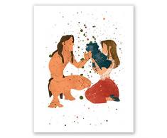 PGbureau Tarzan und Jane Poster – Kinderzimmer Wandkunst Home Decor – Aquarell Kunst – Niedliche Illustration – Party Dekoration – Geburtstag 8x10