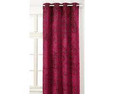 Linder 0567/79/81211/375FR Ösenschal in Jacquard-Velours-Marmor-Optik, Farbe: Anthrazit / Himbeere, 135 x 260 cm