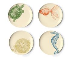 Thomas Paul Melamine TP020 Sealife Side Plate S/4 Salatteller, Melamin, mehrfarbig