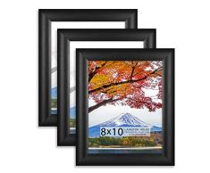 Langdons Crestwood Collection Bilderrahmen, Wandhalterung, Tisch, Hoch- oder Querformat, Crestwood Collection, Holz, Schwarz, 8x10 (3 Pack)