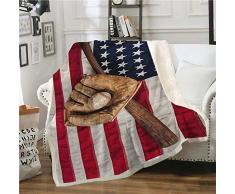 Shumpe Decke mit Totenkopf-Motiv, weiße Streifen, Punk-Rocker Kopfhörer mit Totenkopf-Motiv, weich, 3D-Kunststoff, für Kinder, Herren, Damen, Fleecedecke, 127 x 152 cm 60 x 80 inch rot / weiß