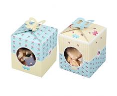 Zenker Candy Geschenkbox Set Vintage-Rose 10x10x12cm 2-teilig in Creme/blau/rosa, Papier, 12 x 10 x 10 cm