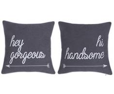 decorhouzz Kopfkissen Hi Handsome Good Morning Gorgeous Set aus 2 bestickten Kissenbezug Kissenbezug Werfen Kissen Dekoratives Kissen Hochzeitspaar ER und SIE Jahrestag Geschenk 45,7 x 45,7 cm