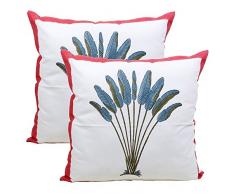 100% Baumwolle Kissen für Sofa 18 x 18 Werfen Kissen Fall Set von 2 mit Block gedruckt Design Home Decor, baumwolle, Design 6, 18 x 18