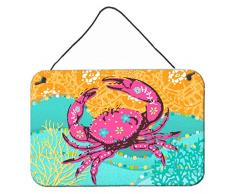 Carolines Treasures Wand- oder Türaufhänger mit Krabbenmotiv, Pink 12x16 Rose
