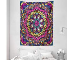 Ambesonne Home Collection, Sommer Landschaften Wasserfall Blooming Blumen lila Sunshine Natur Paradise Polyester-Bild,-Badezimmer Dusche Vorhang, 213,4 cm Extra Lang, Rot gelb Grün