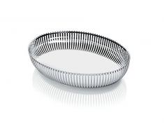 Alessi Korbschale oval aus Edelstahl 18/10 glänzend poliert, 4.5 x 28 x 34.5 cm
