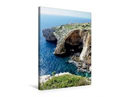 Calvendo Premium Textil-Leinwand 50 cm x 75 cm hoch, Die Blue Grotto in Malta | Wandbild, Bild auf Keilrahmen, Fertigbild auf echter Leinwand, Leinwanddruck Natur Natur