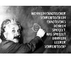 Wenn EIN chaotischer Schreibtisch chaotisches Denken spiegelt, was spiegelt dann EIN leerer Schreibtisch? Albert Einstein Funny Zitat Wanddeko Sprüche Blechschild, 20x30 cm tin Sign