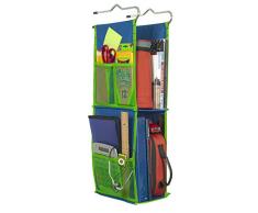 LockerWorks 2 Ablagefächer zum Aufhängen, 56 - 61 cm hoch, Seitentaschen, hängend von Haken, Regal oder Kleiderstange Königsblau/Grün