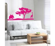 INDIGOS 4052166117067 Wandtattoo w554 Afrika / Steppe Elefant Giraffe Wandaufkleber 96 x 45 cm, rosa