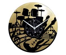 Instant Karma Clocks Instant Karma Wanduhr, aus Vinyl, doppelt, Geschenkidee von Handmade-Casa Gitarre Musik Keyboard Akku (ORO), Vintage, ruhig