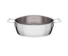Alessi POTS & PANS Flache Kasserolle mit zwei Griffen aus Edelstahl