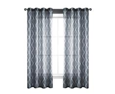 Dreaming Casa Leinenvorhang 2*(52 W x 84 L) Pattern-Grey-Grommet Top-2 Panels