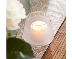 Cyl Home Tisch-Ombre Teelichthalter aus Glas, Dekoration für Tisch, Hochzeit, Party 3.5 Inch weiß