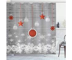 Rot Urlaub Star Ornaments und Schneeflocke & Grau Weihnachten Stoff Vorhang für die Dusche