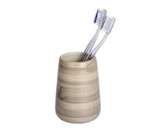 Wenko 22643100 Pottery Sand Zahnputzbecher-/ Zahnbürstenhalter, für Zahnbürste und Zahnpasta, Keramik, 8 x 11 x 8 cm, Beige