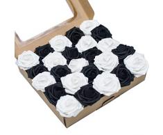 Umiss Künstliche Blumen Kunstblumen Hochzeit Dekorationen Set 50 Stück Künstliche Flora DIY Hochzeit Home Office Party Hotel Restaurant Terrasse Hofdekoration 25pcs Black + 25pcs White