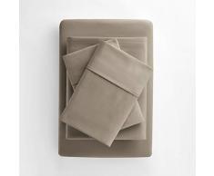 Egyptian Luxury Hotel Collection 4er Set Bed Sheet – Tiefe Taschen, Falten und farbbeständig, hypoallergen, Bettlaken und Kopfkissen Set Full Taupe