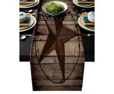 BINGIGO Tischläufer für Weihnachten, Familie, Küche, Esstisch, Dekoration, Rot/Schwarz 13x70in Holzmaserung5big3230