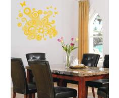 INDIGOS 4052166140867 Wandtattoo w651 Partei schöne Schmetterlinge und Blumen Wandaufkleber 120 x 115 cm, gold