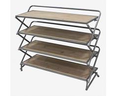 Better & Best Klappregal aus Naturstahl, Maße 87 x 31,5 x 73 cm, Tablett: 82 x 30, Material: Holz/Metall, Topo, Einheitsgröße
