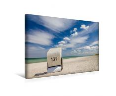 Premium Textil-Leinwand 45 x 30 cm Quer-Format Einsamer Strandkorb am Strand auf Zingst | Wandbild, HD-Bild auf Keilrahmen, Fertigbild auf hochwertigem Vlies, Leinwanddruck von Christian Müringer