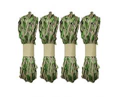 ZAONE 134,1 m Natürliche Jute-Weinrebe mit Jute, Rolle mit künstlichen grünen Blättern, Girlande zum Basteln und für Hochzeiten, Haus und Garten 4 Rolls