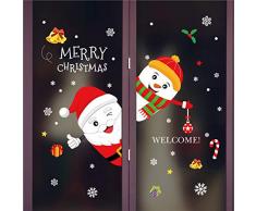 Prabahdak Weihnachts-Fensteraufkleber, Weihnachtsmann, für Fenster, niedlicher Schneemann und Schneeflocke, Wandaufkleber, Weihnachtsdekoration, Partyzubehör schneemann