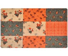 Designer-FuÃmatte für Flur, Bad, Innen- und AuÃen-Bereich | Rutschfester und waschbarer FuÃ-Abtreter | Praktischer FuÃabstreifer und Schmutzfang-Matte | Flora 75 x 120 cm Orange-Grün | DECO-MAT