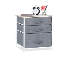 Relaxdays Regalsystem, 3 Stoff-Schubladen, HxBxT: 53 x 48 x 40 cm, universale Schubladenbox, Metall und Holz, grau