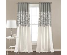 Lush Decor, Grauer Kombi-Gartendruck, Vorhänge für Wohnzimmer, Esszimmer, Schlafzimmer (Paar), 95 x 132,9 cm