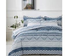 Joyreap Schmusetuch für den Sommer, 3-teilig King(1 Quilt + 2 Pillow Shams) Navy Wavy