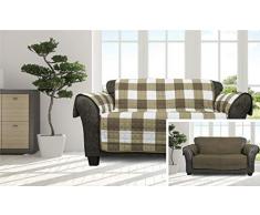 Quick Fit Alba Sofabezug, wendbar, wasserdicht, Mikrofaser, Salbeigrün, Taupe, Loveseat Cover