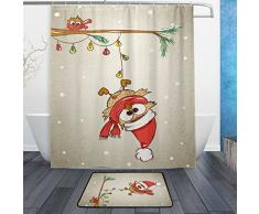 Eule ANIMAL Wasserdicht Polyester Stoff Vorhang für die Dusche (152,4 x 182,9 cm) Set mit 12 Haken und Bad-Teppiche Teppiche (59,9 x 39,9 cm) für Badezimmer – Set von 2, Polyester-Mischgewebe, Multi2, 60 x 72 Curtain & 23.6 x 15.7 Mat
