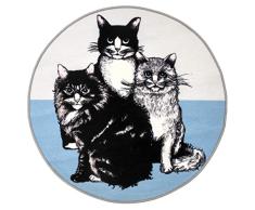 Vallila Mau Teppich Ø 133 cm, graublau, Katze, Kinderzimmerteppich, Grau/Blau, 133cm x 133cm