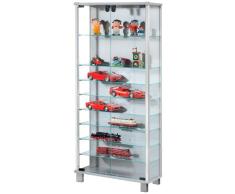 VCM 60470 Sammelvitrine Loono XL, Regal für den Boden aus Holz und Glas in Silber/Buche