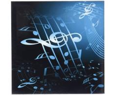 Rikki Knight Blau Musik Noten Blatt Design Art Keramik Fliesen, 4 von 4-Zoll
