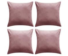 Deconovo Kissenbezüge aus Cord, Kissenbezüge mit unsichtbarem Reißverschluss für Bett, 45,7 x 45,7 cm, Lila, Pink, Lila, 4 Stück, ohne Kisseneinsatz